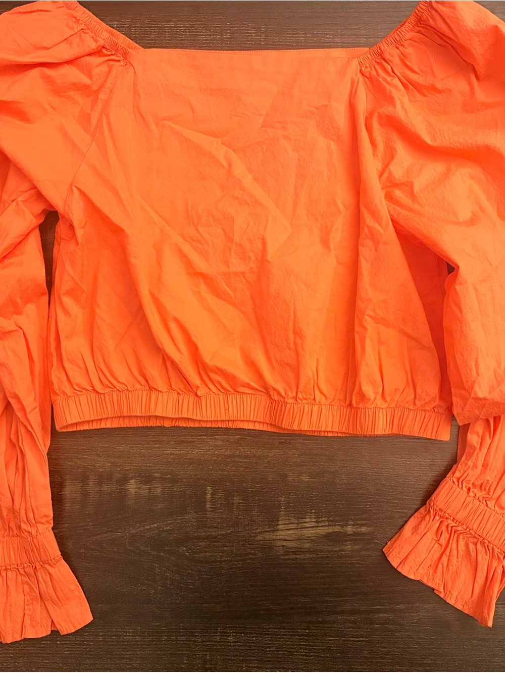 Levi's Neon Orange Off-Shoulder Puff Sleeve Crop Top